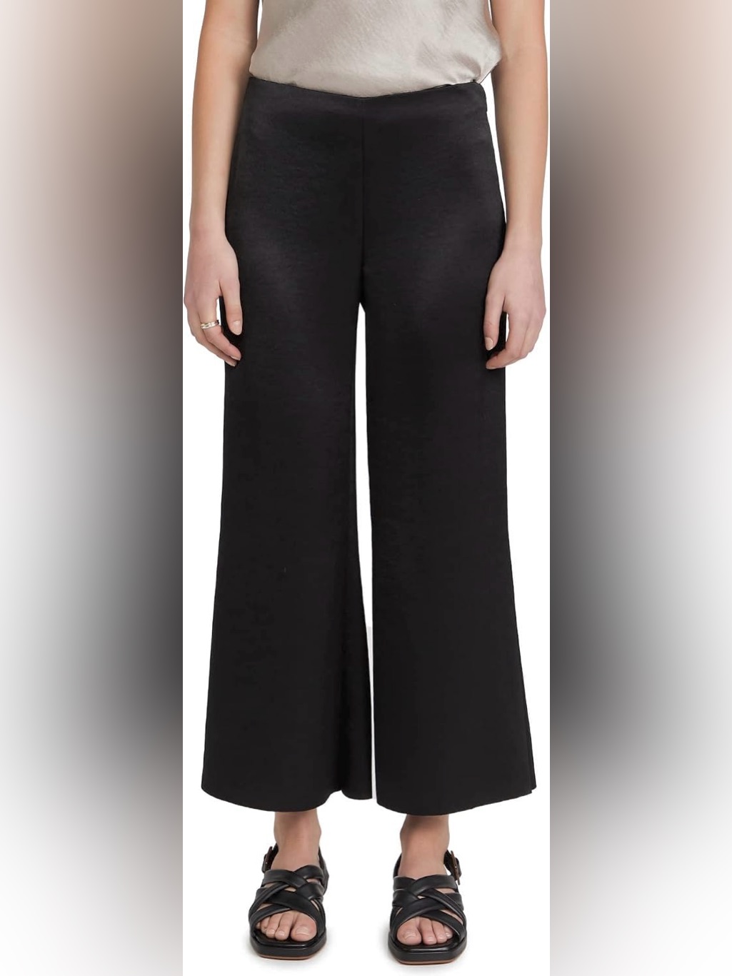 Vince. Satin Crop Flare Leg Pants In Black Nwt 00